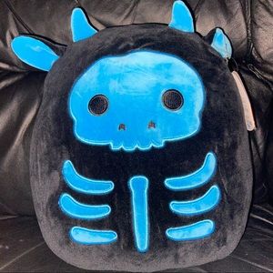 Tegan Squishmallow Blue Skeleton Cow 12” BNWT